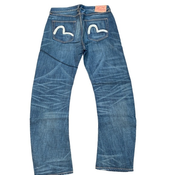 RARE Vintage Curved Leg Evisu Jeans Size 36 Blue - Picture 6 of 14